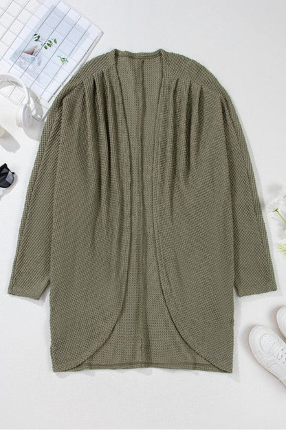 Knit Drop Shoulder Open Front Plus Size Cardigan