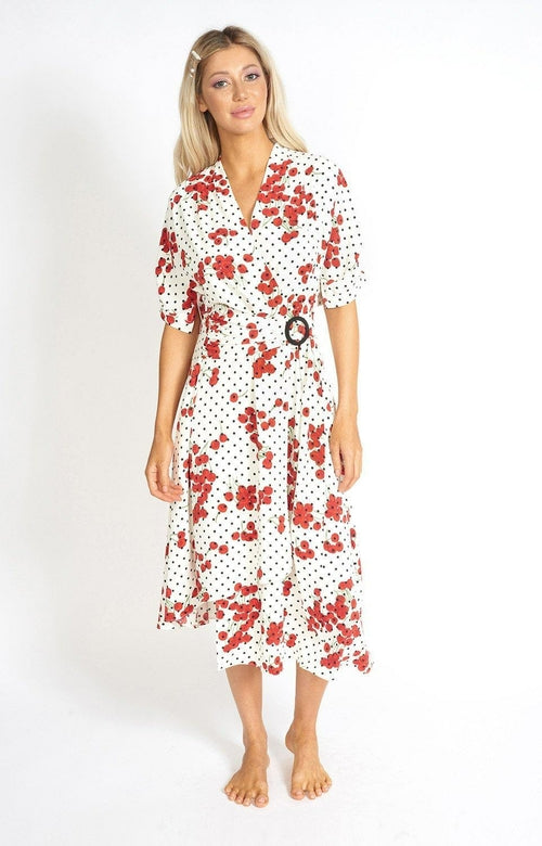 Cherry and  Polka Dot Wrap Style Dress