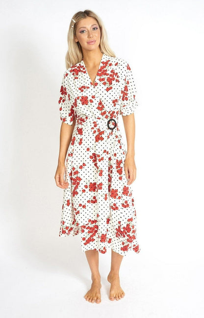 Cherry and  Polka Dot Wrap Style Dress