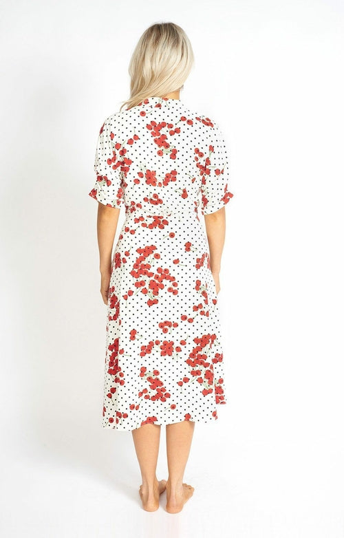 Cherry and  Polka Dot Wrap Style Dress