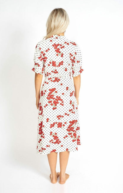 Cherry and  Polka Dot Wrap Style Dress